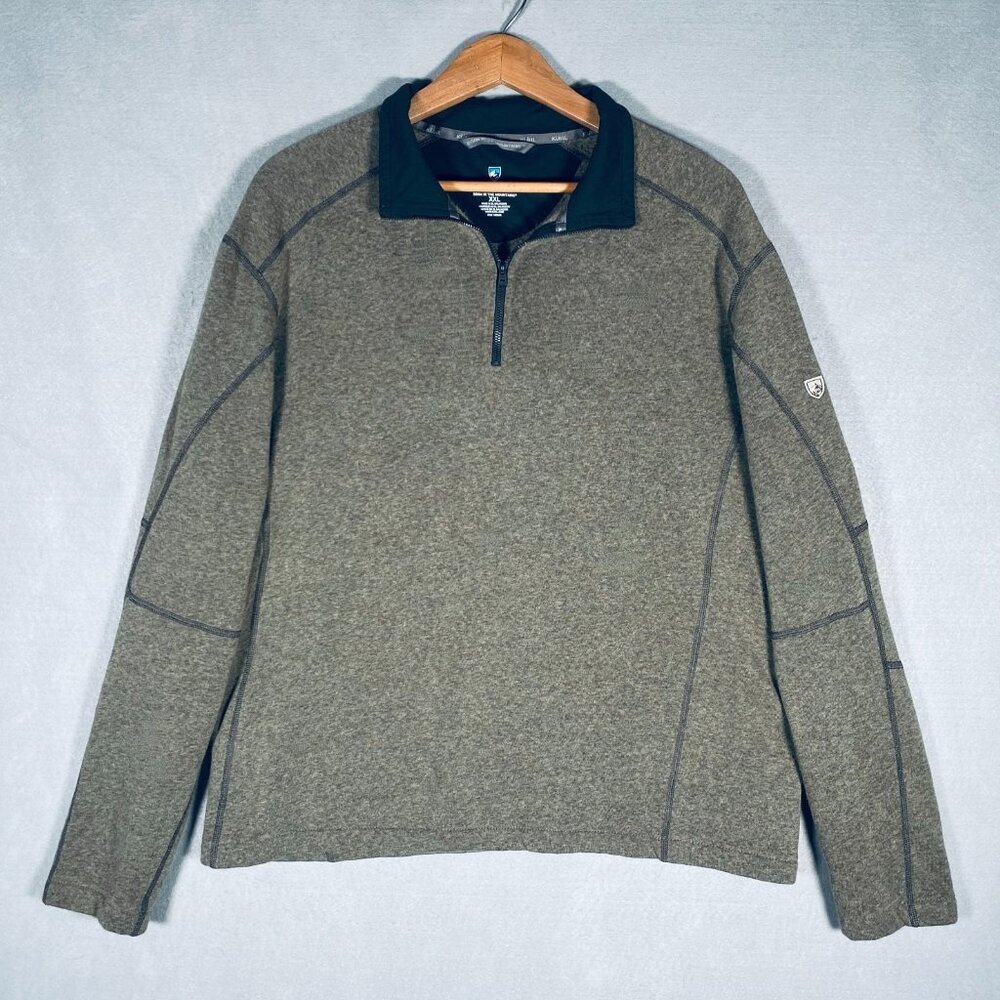 Kuhl Kashmira Sweater Men’s XXL Brown Fleece Pullover 1/4 Zip Outdoor Hiking